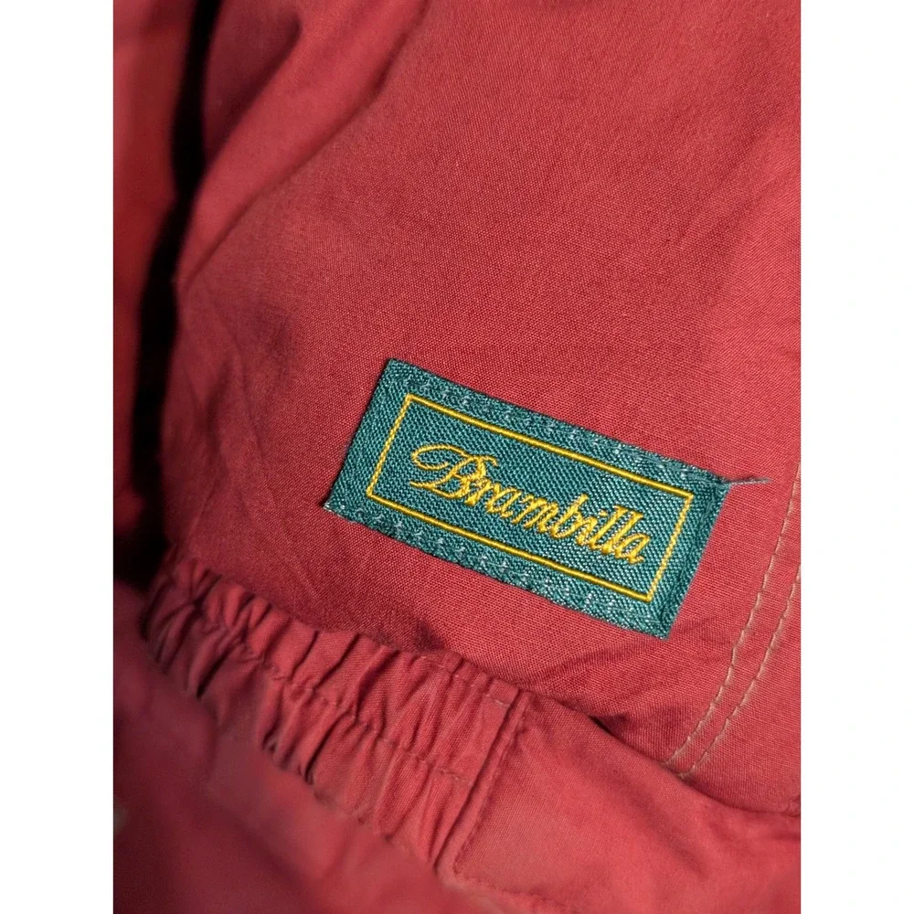 Brambilla Vintage Reversible Down Puffer Jacket Red Teal Green Hooded Mens M‎